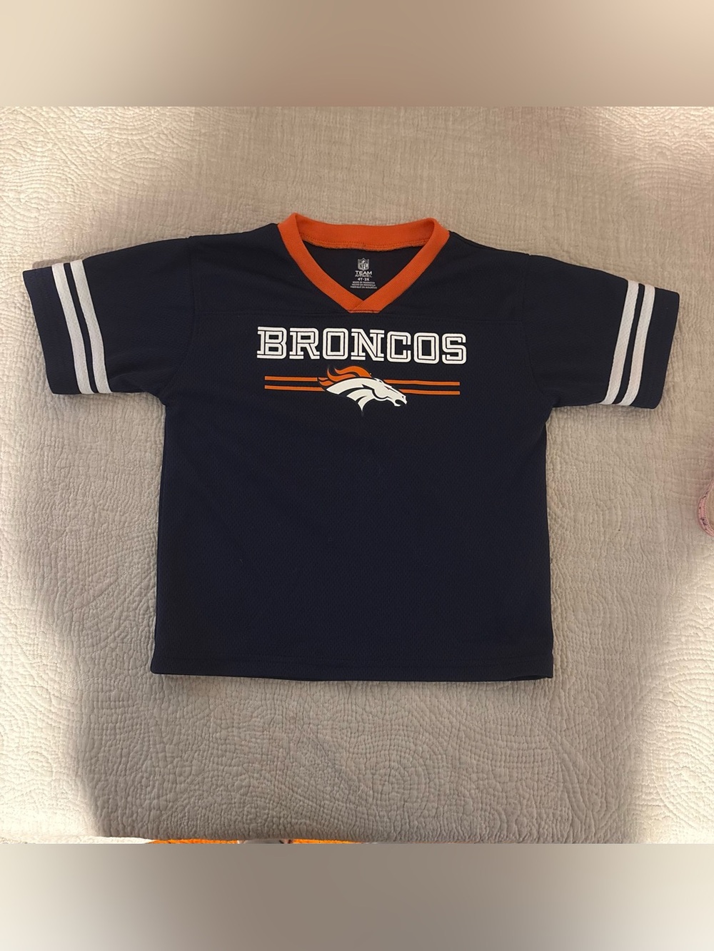 NFL Team Apparel Denver Broncos Football Jersey Kids Toddler 4T-3X Navy Orange